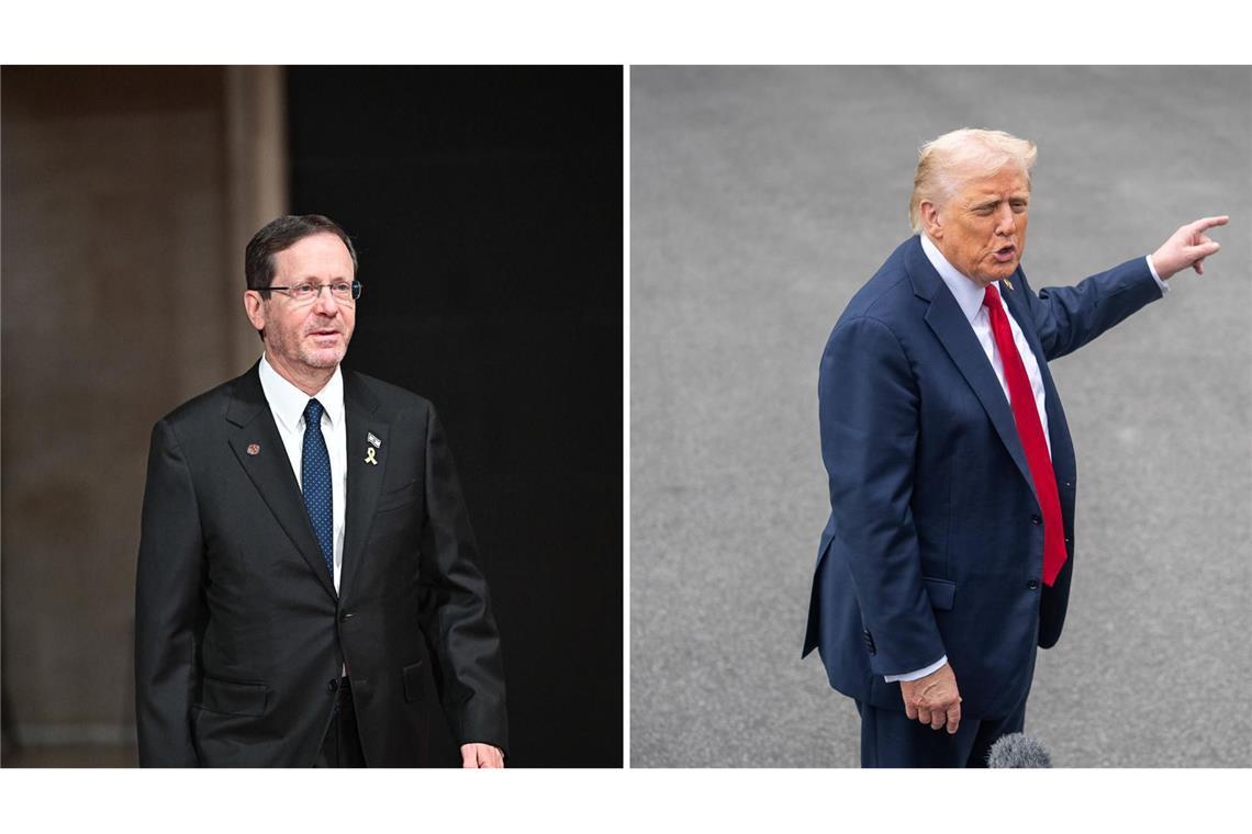 Israels Präsident Isaac Herzog (links) schlägt US-Präsident Trumpe (rechts) für den Friedensnobelpreis vor.
