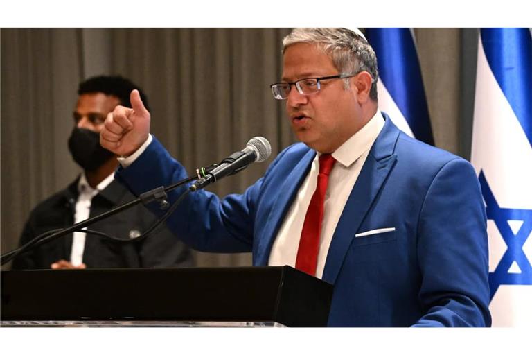 Israels Sicherheitsminister Itamar Ben Gvir bei einer Pressekonferenz in Jerusalem.