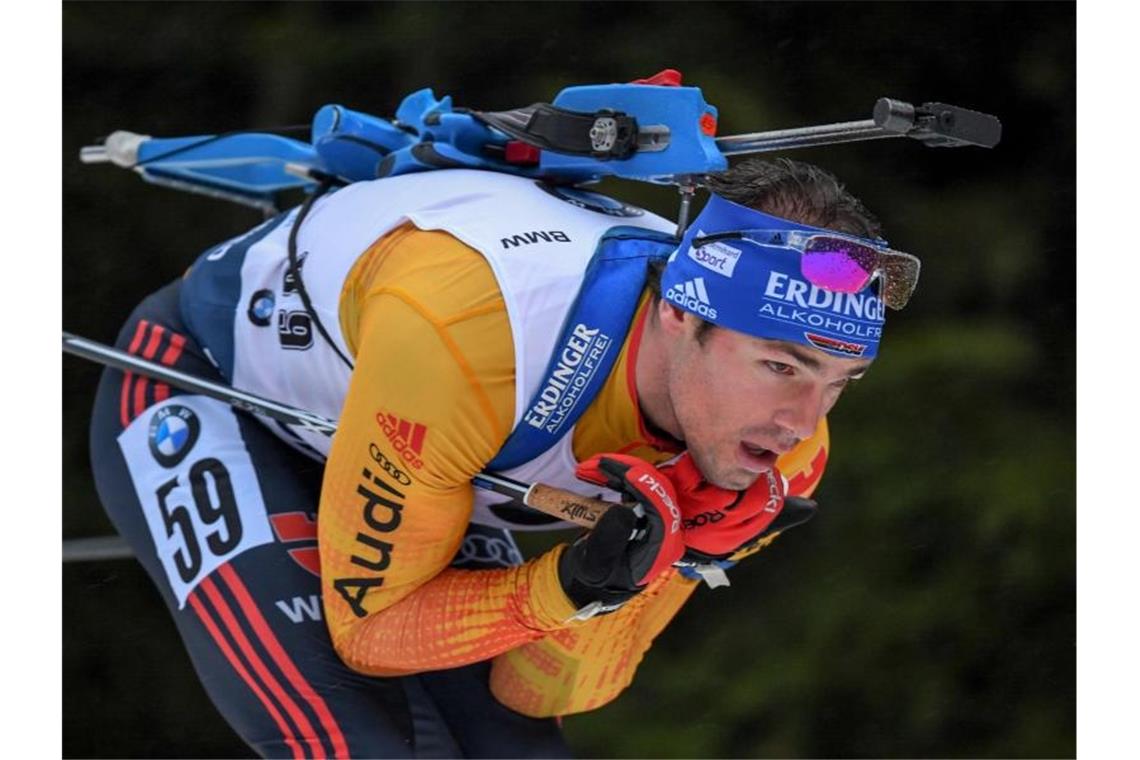 Ist mit Deutschlands Biathleten in Kontiolahti im Einsatz: Simon Schempp. Foto: Hendrik Schmidt/dpa-Zentralbild/dpa