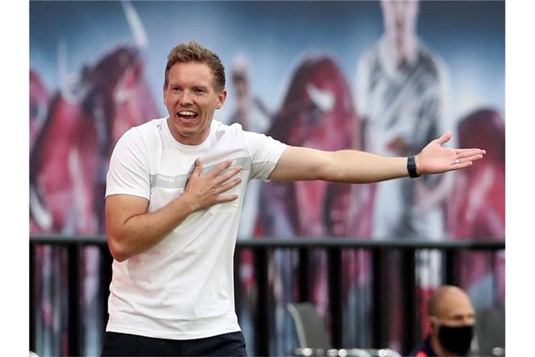 Ist mit Leipzig bei seine Ex-Club Hoffenheim gefordert: RB-Coach Julian Nagelsmann. Foto: Alexander Hassenstein/Getty Images Europe/Pool/dpa