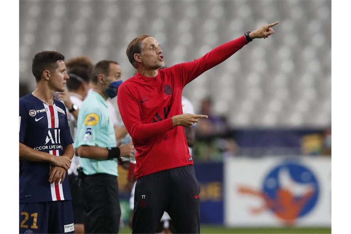 PSG gegen Atalanta: Finalturnier der Königsklasse beginnt Ist mit Paris Saint-Germain gegen Atalanta Bergamo gefordert: PSG-Coach Thomas Tuchel. Foto: Francois Mori/AP/dpa