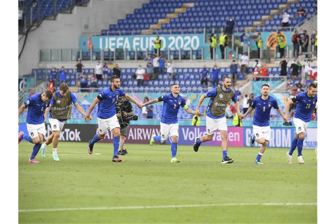 Torreiche Vorrunde - effiziente Teams: Zahlen zur EM Italien gab im Turnier bislang am meisten Torschüsse ab. Foto: Alberto Lingria/POOL Reuters/dpa