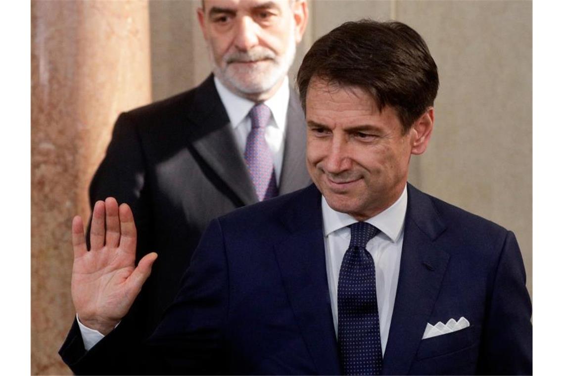Italiens bisheriger und auch künftiger Ministerpräsident Giuseppe Conte nach seinem Treffen mit Staatspräsident Mattarella. Foto: Gregorio Borgia/AP