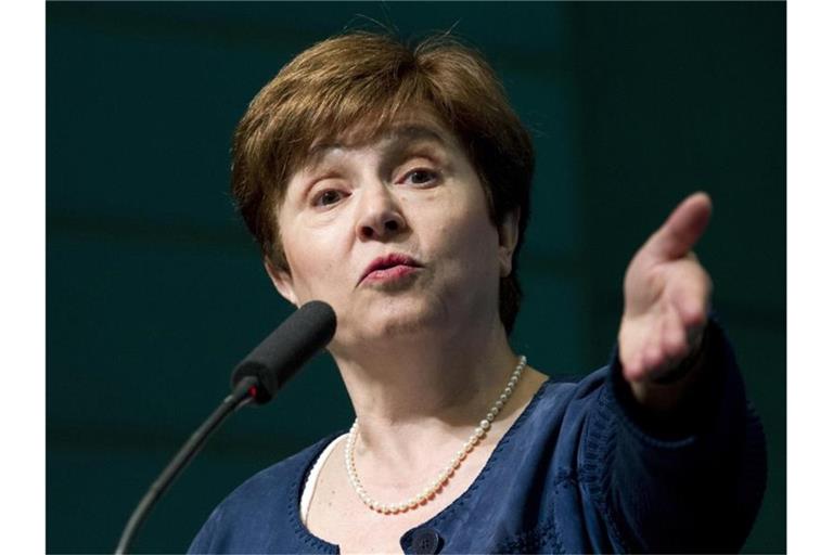 IWF-Chefin Kristalina Georgiewa spricht auf dem jährlichen Frühjahrstreffen des Währungsfonds. Foto: Jose Luis Magana/AP/dpa
