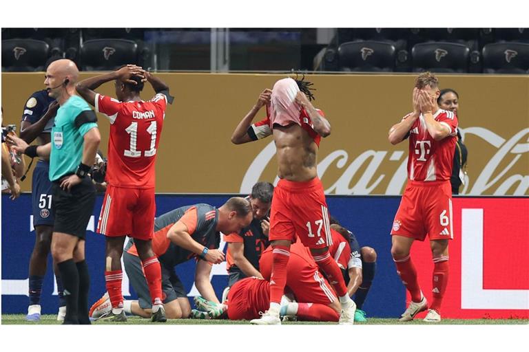 Jamal Musiala wurde beim Spiel gegen PSG schwer verletzt.