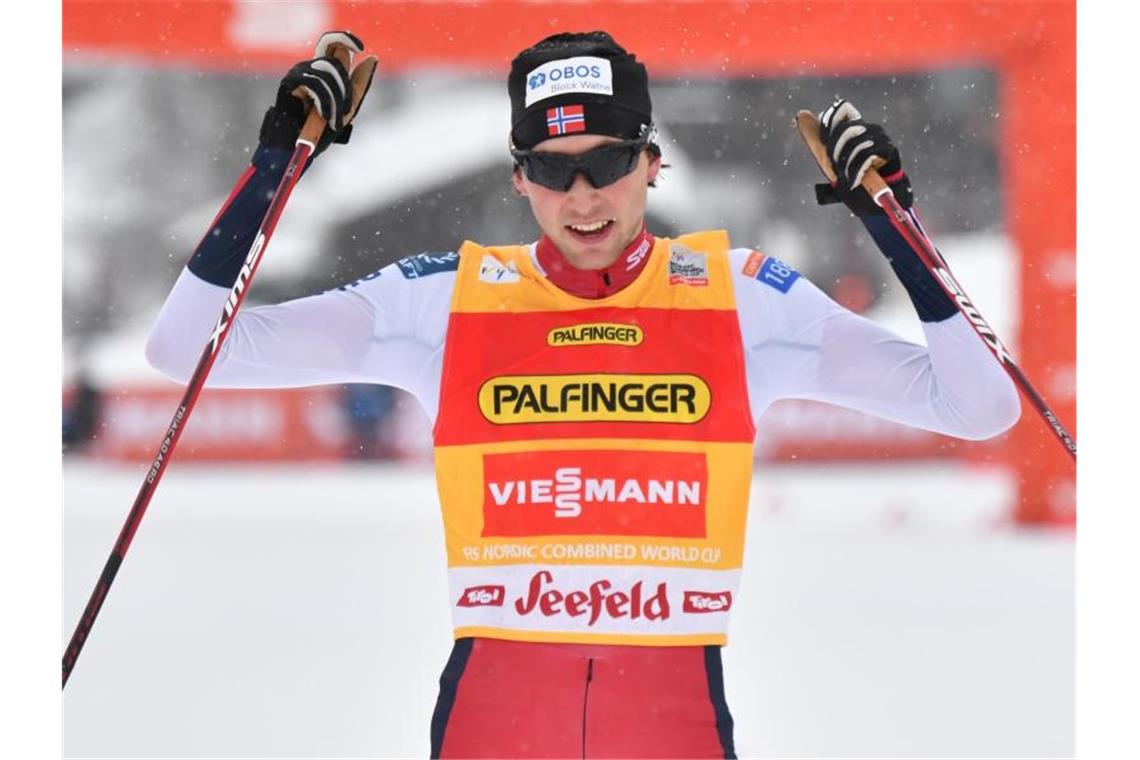 Johaug, Riiber & Co.: Die internationalen Stars der WM Jarl Magnus Riiber aus Norwegen ist wie schon im vergangenen Jahr der überragende Mann in der Nordischen Kombination. Foto: Barbara Gindl/APA/dpa