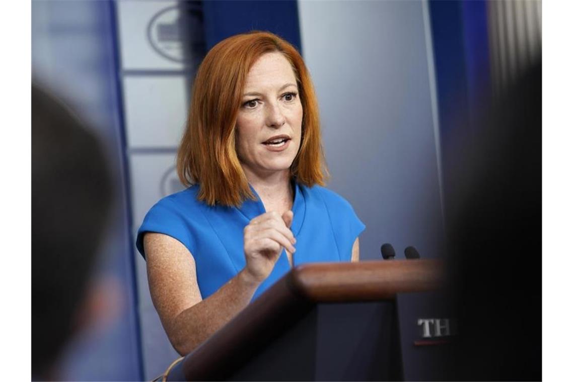 Jen Psaki antwortet auf eine Frage zum Thema Abtreibung. Foto: Susan Walsh/AP/dpa