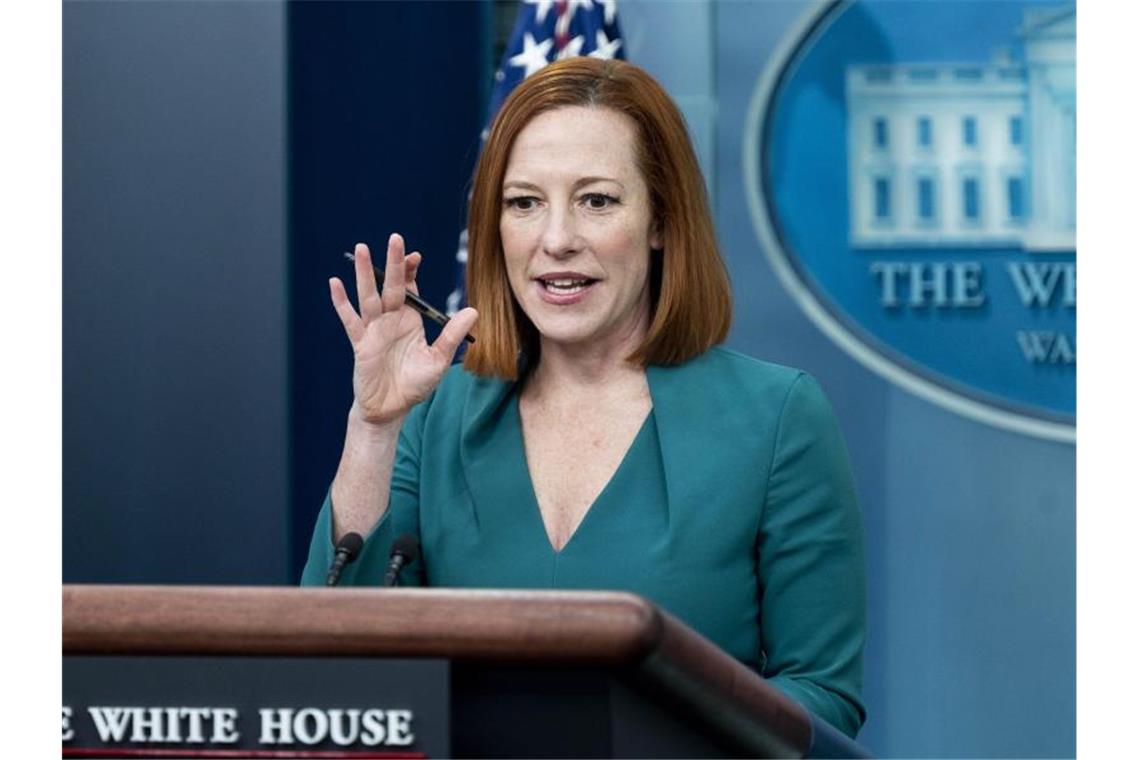 USA warnen vor russischem Massenvernichtungswaffen-Einsatz Jen Psaki, die Pressesprecherin des Weißen Hauses, äußerte sich nach Vorwürfen Russlands, denen zufolge die Ukraine nukleare oder biologische Waffen entwickeln soll. Foto: Michael Brochstein/ZUMA Press Wire/dpa
