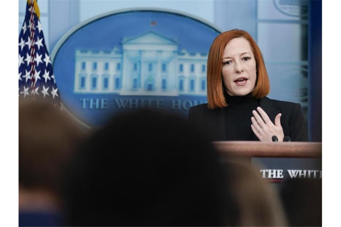 Weißes Haus: Putin „einer der größten Einiger der Nato“ Jen Psaki, Sprecherin des US-Präsidenten Biden, während eines Pressebriefings im Weißen Haus. Foto: Carolyn Kaster/AP/dpa