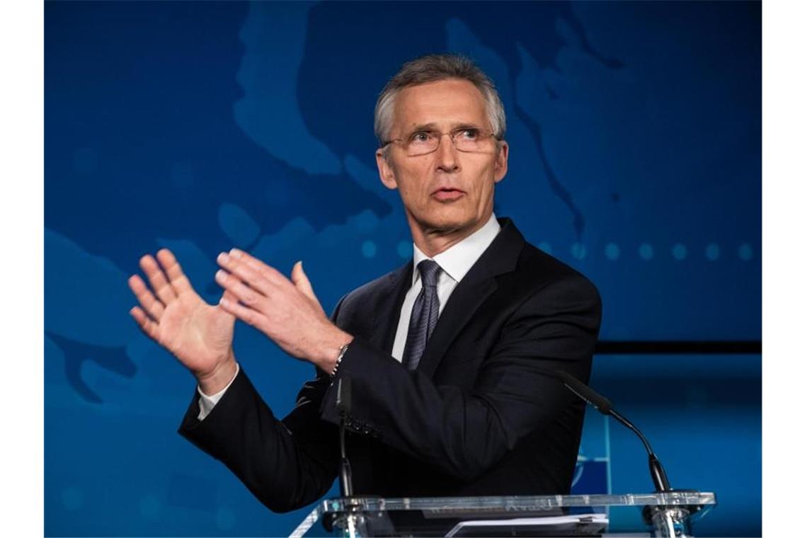 Jens Stoltenberg, Generalsekretär der Nato, spricht bei einer Pressekonferenz. Foto: -/NATO/dpa