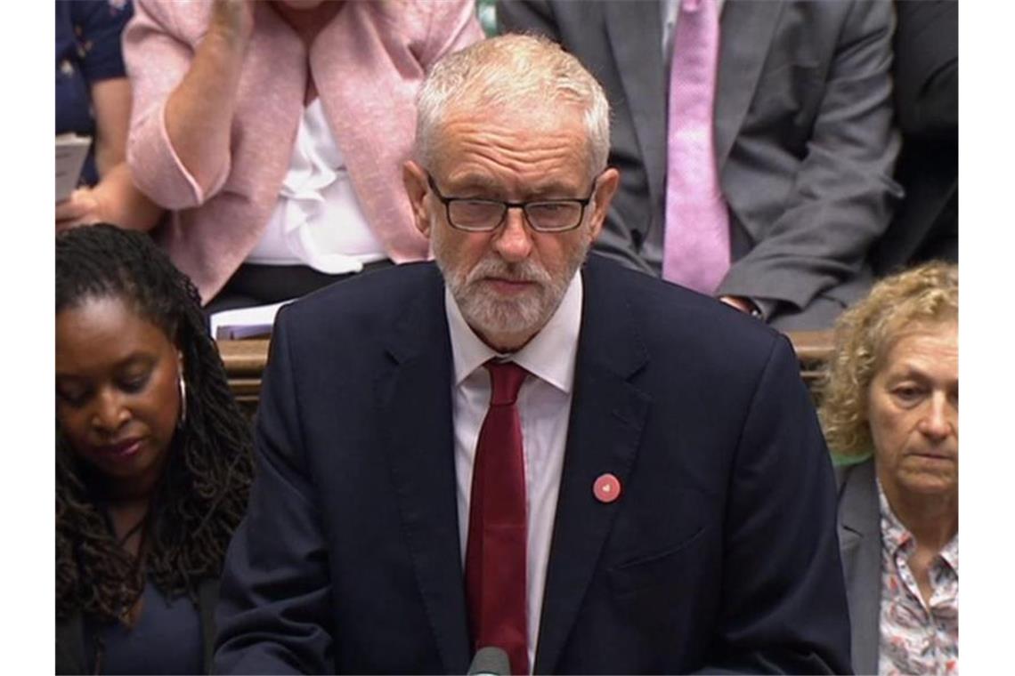 Jeremy Corbyn, Vorsitzender der Labour Partei in Großbritannien, spricht im britischen Parlament. Foto: House Of Commons/PA Wire