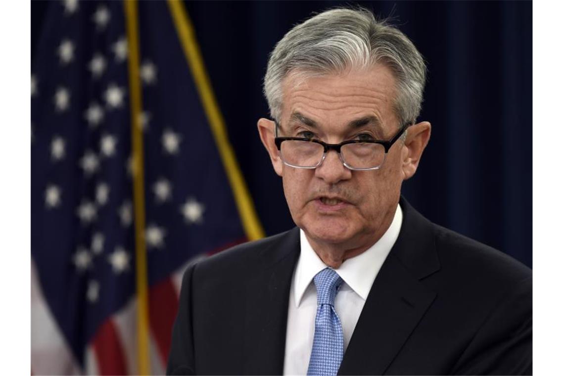 Jerome Powell, US-Notenbankchef, spricht während einer Pressekonferenz. Foto: Susan Walsh/AP/dpa