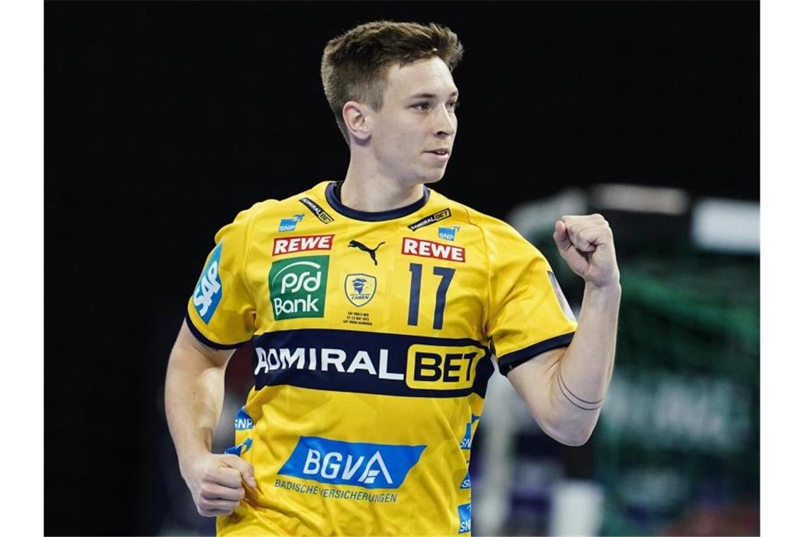 Magdeburgs Handballer triumphieren in der European League Jerry Tollbring von den Rhein-Neckar Löwen jubelt über ein Tor. Foto: Uwe Anspach/dpa/Archivbild