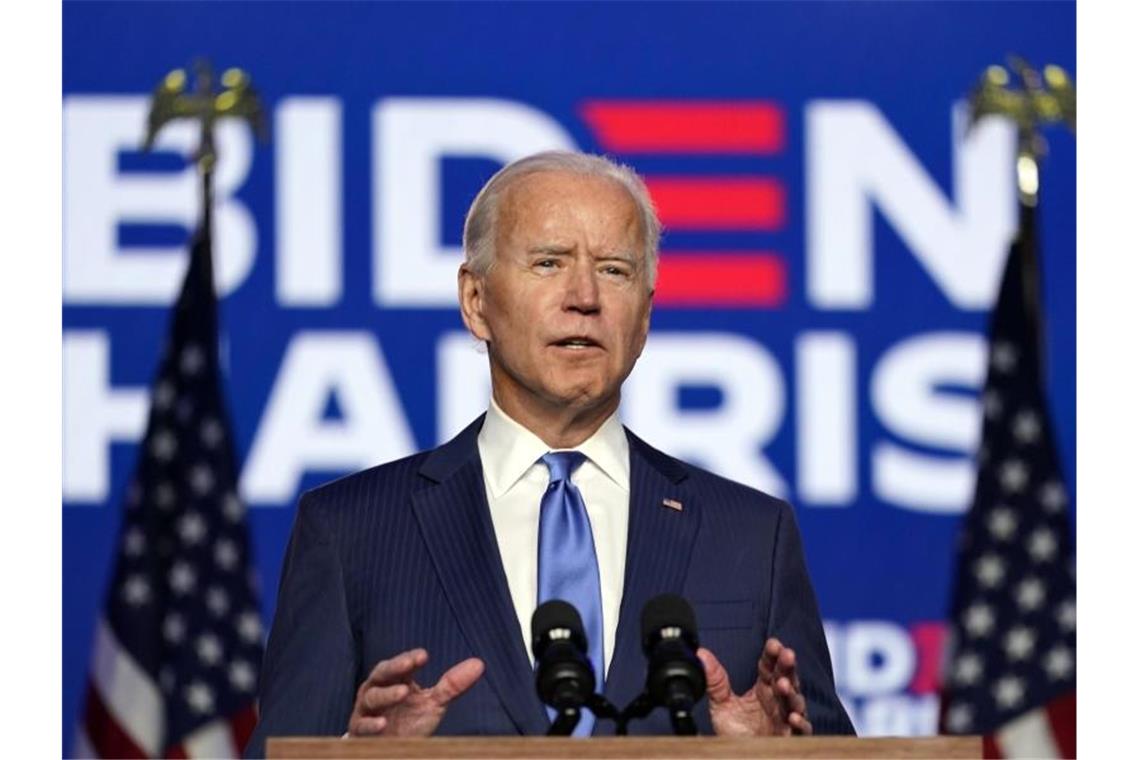 Wahlfavorit Biden verspricht mehr Einheit in Amerika Joe Biden bei einem Auftritt in Wilmington, Delaware. Foto: Carolyn Kaster/AP/dpa