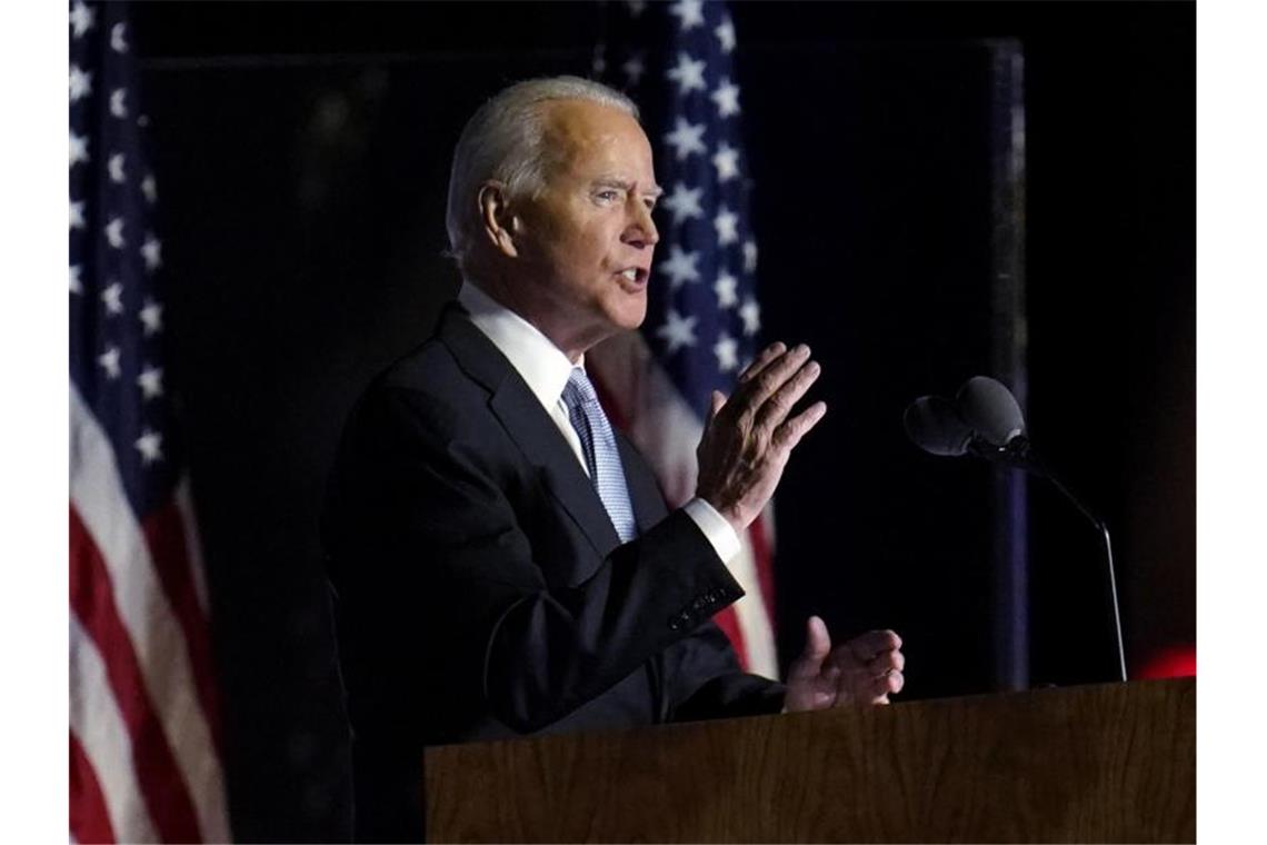 Biden verspricht neue Ära nach historischem Sieg über Trump Joe Biden hält eine Ansprache. Foto: Paul Sancya/AP/dpa