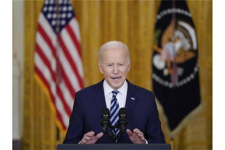 Joe Biden, Präsident der USA, bei einer Rede zum russischen Krieg in der Ukraine. Foto: Alex Brandon/AP/dpa