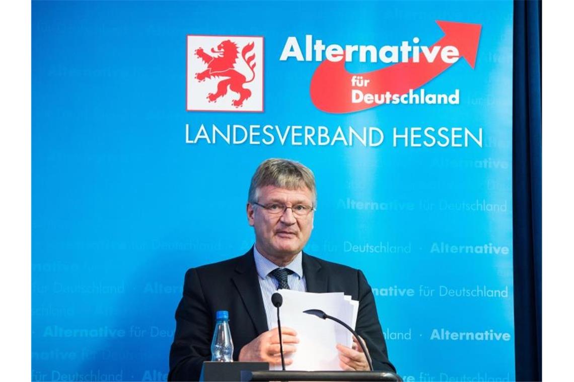 Nach dem Terror in Halle: AfD streitet mit ihren Kritikern Jörg Meuthen am Samstag beim Landesdelegiertenparteitag der AfD Hessen. Foto: Andreas Arnold/dpa