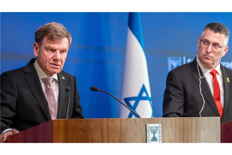 Johann Wadephul gab erst am 11. Mai eine Pressekonferenz mit dem israelischen Außenminister Gideon Saar. (Archivbild)