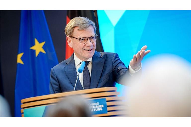 Johann Wadephul trug seine Ideen zur EU-Reform in der Konrad-Adenauer-Stiftung in Berlin vor.