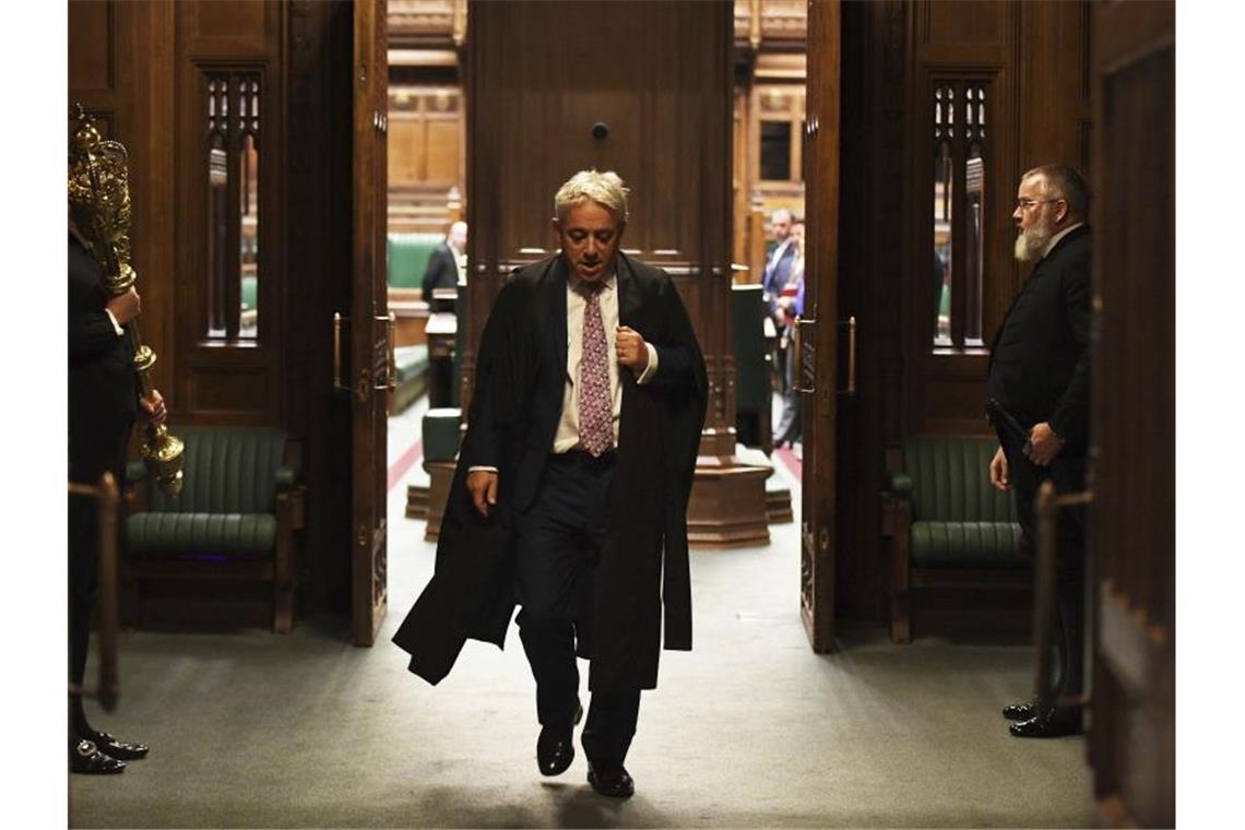 John Bercow hatte am 31.10.2019 seinen letzten Tag im Amt. Heute entscheiden die Abgeordneten in London über seinen Nachfolger. Foto: Uk Parliament/Jessica Taylor/UK Parliament/Jessica Taylor/AP/dpa