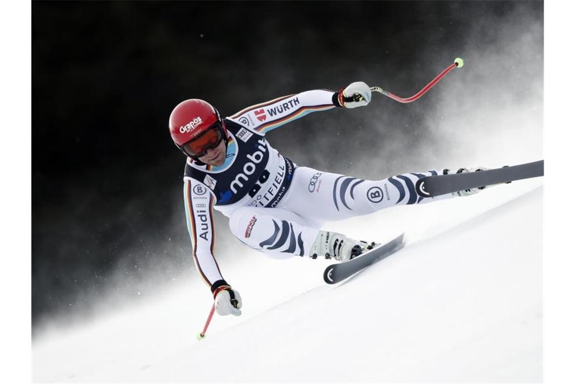 Nur Ferstl in Top Ten: Deutsche Ski-Asse fahren hinterher Josef Ferstl wurde in Kvitfjell Abfahrts-Zehnter. Foto: Gabriele Facciotti/AP/dpa