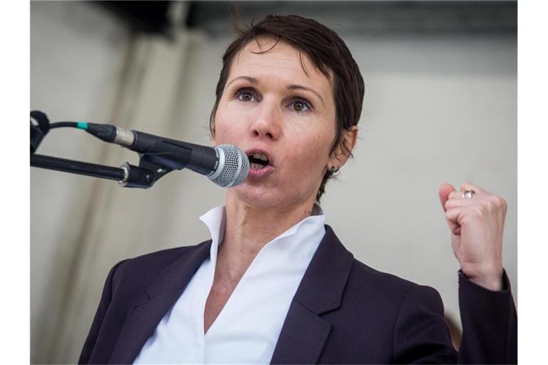 Judith Skudelny, Generalsekretärin der FDP Baden-Württemberg, hält eine Rede. Foto: Christoph Schmidt/dpa/Archivbild