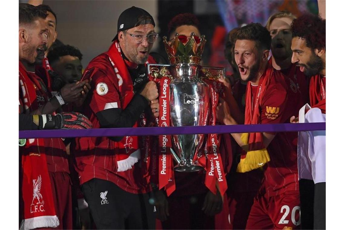 Chronologie des Sports im Jahr 2020 Jürgen Klopp gewinnt mit dem FC Liverpool erstmals seit 30 Jahren wieder den Titel in der englischen Premier League. Foto: Laurence Griffiths/Pool Getty/dpa