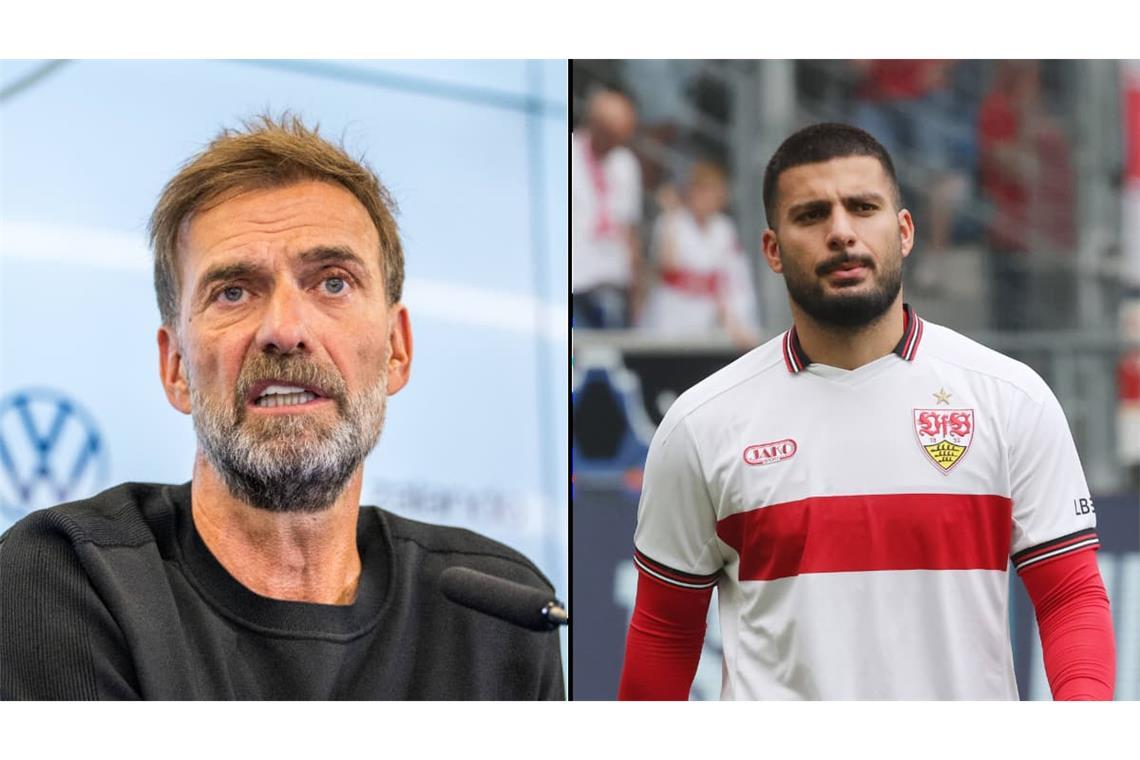 Jürgen Klopp (links) hatte Deniz Undav zweimal im Trikot des VfB Stuttgart live beobachtet. Dessen Auftritte zu Saisonbeginn haben ihn anscheinend nicht überzeugt.
