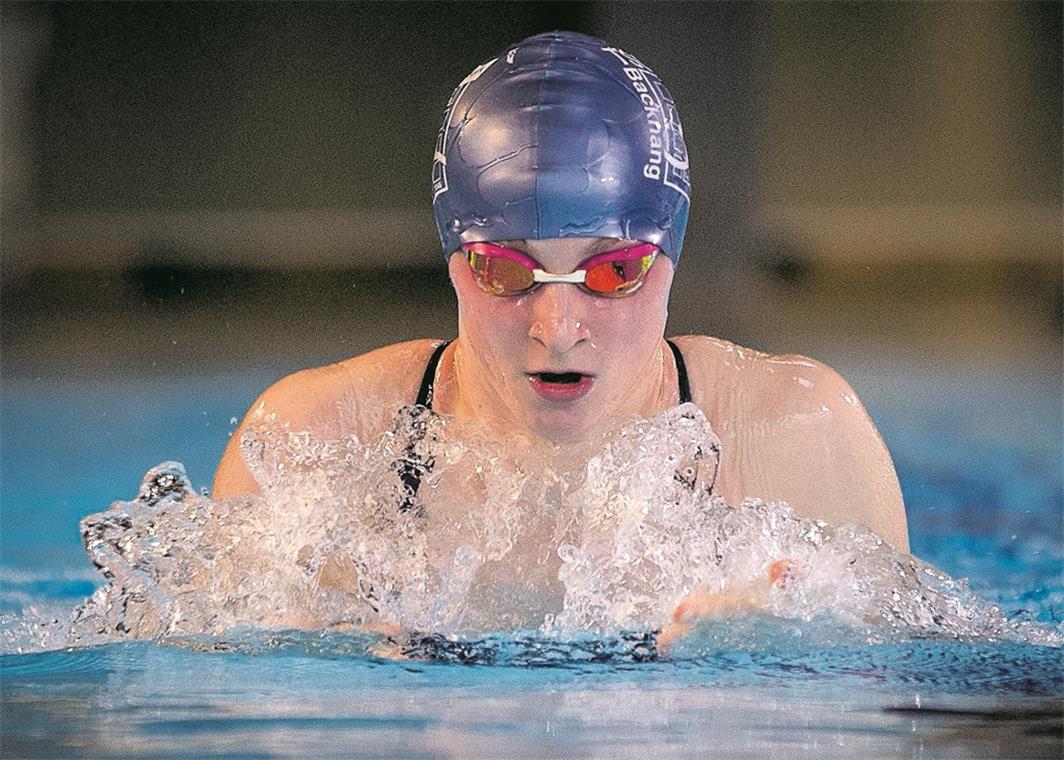 Jule Sittart beendete mit dem TSG-Team den Wettbewerb über 4 x 100 Meter Brust auf Rang drei. Foto: A. Becher