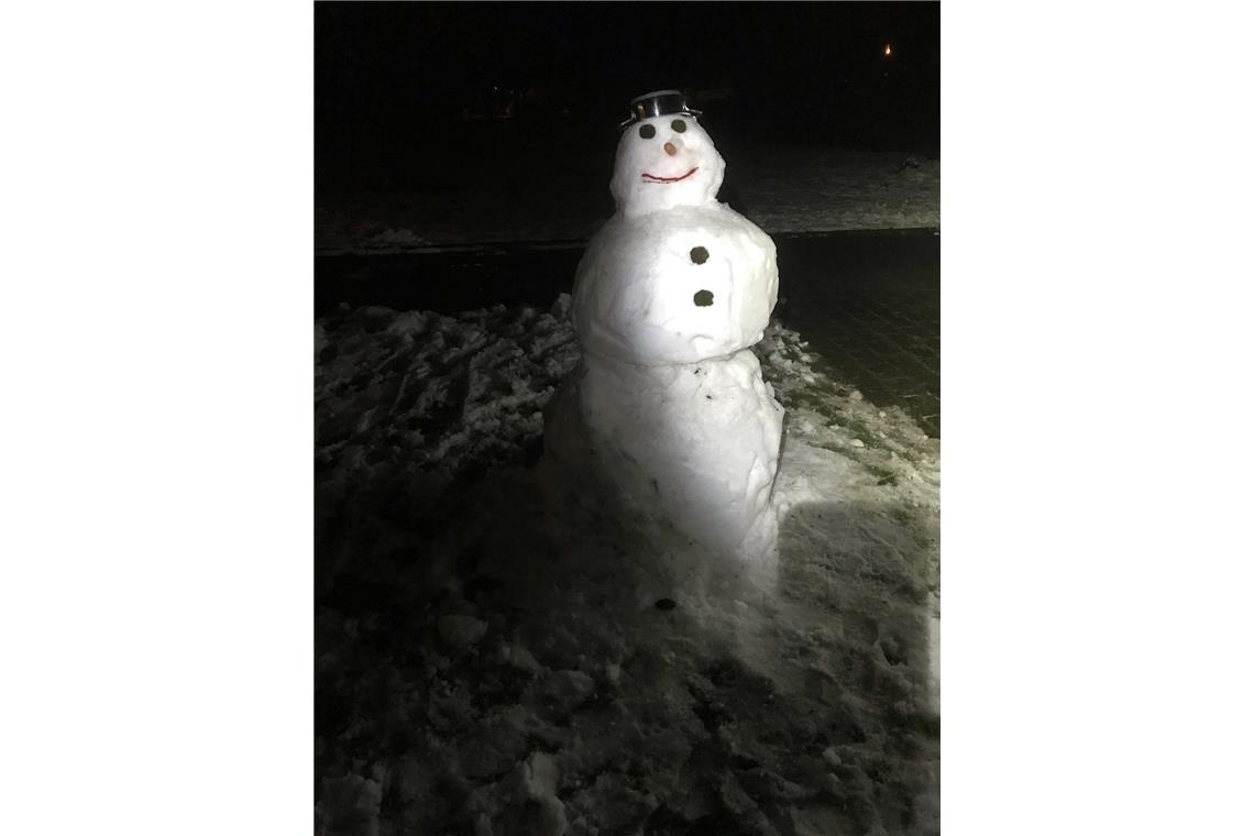 Jule und Ben Grau bauten diesen Schneemann in Bartenbach.