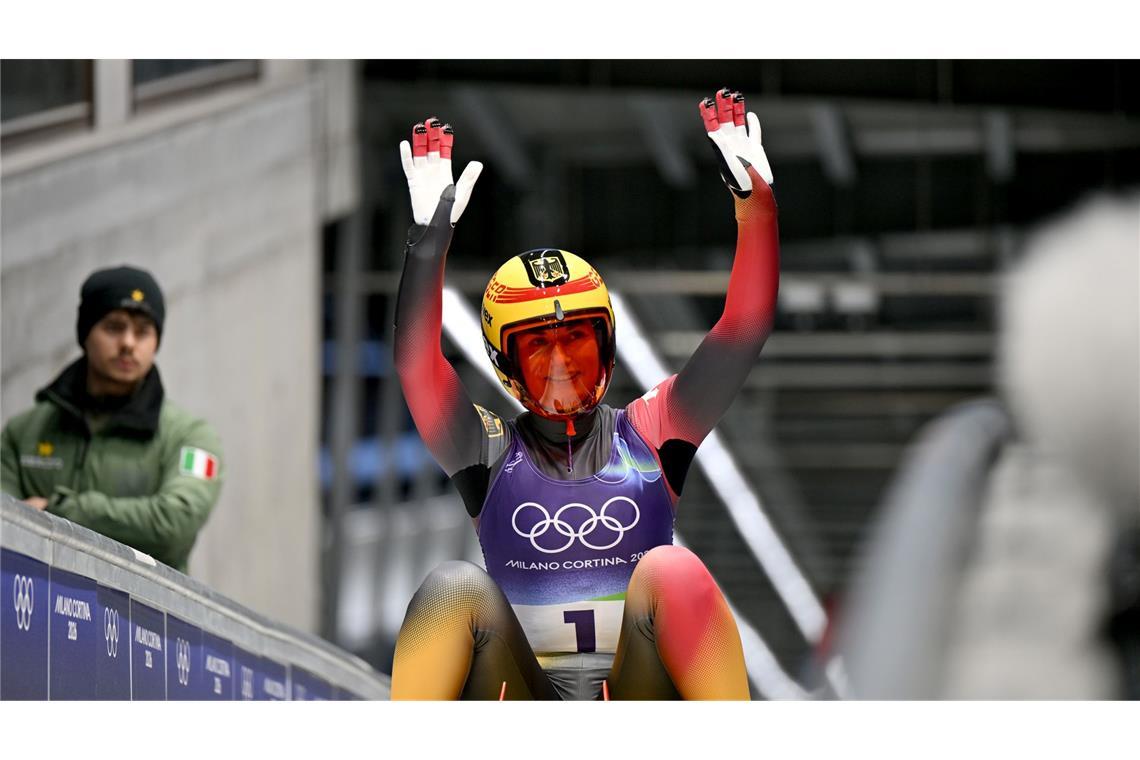 Julia Taubitz liegt beim Rodeln auch nach dem dritten Lauf auf Goldkurs.