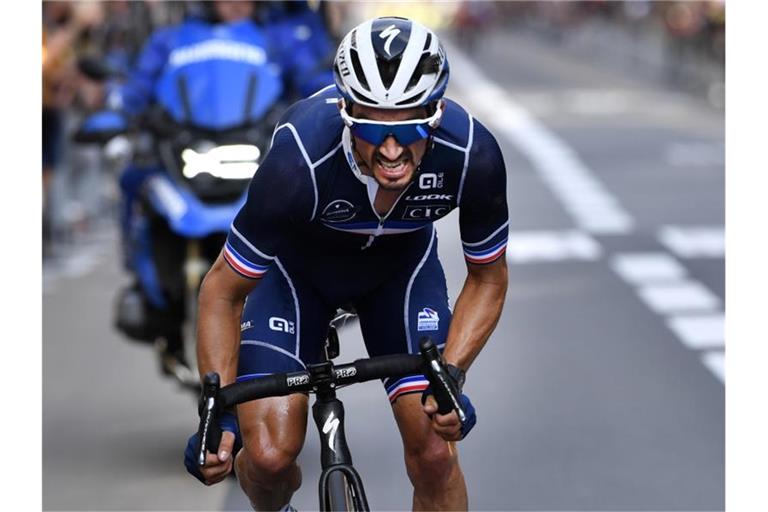 Julian Alaphilippe gewann erneut die Straßenrad-WM. Foto: Pool Kristof Ramon/BELGA/dpa