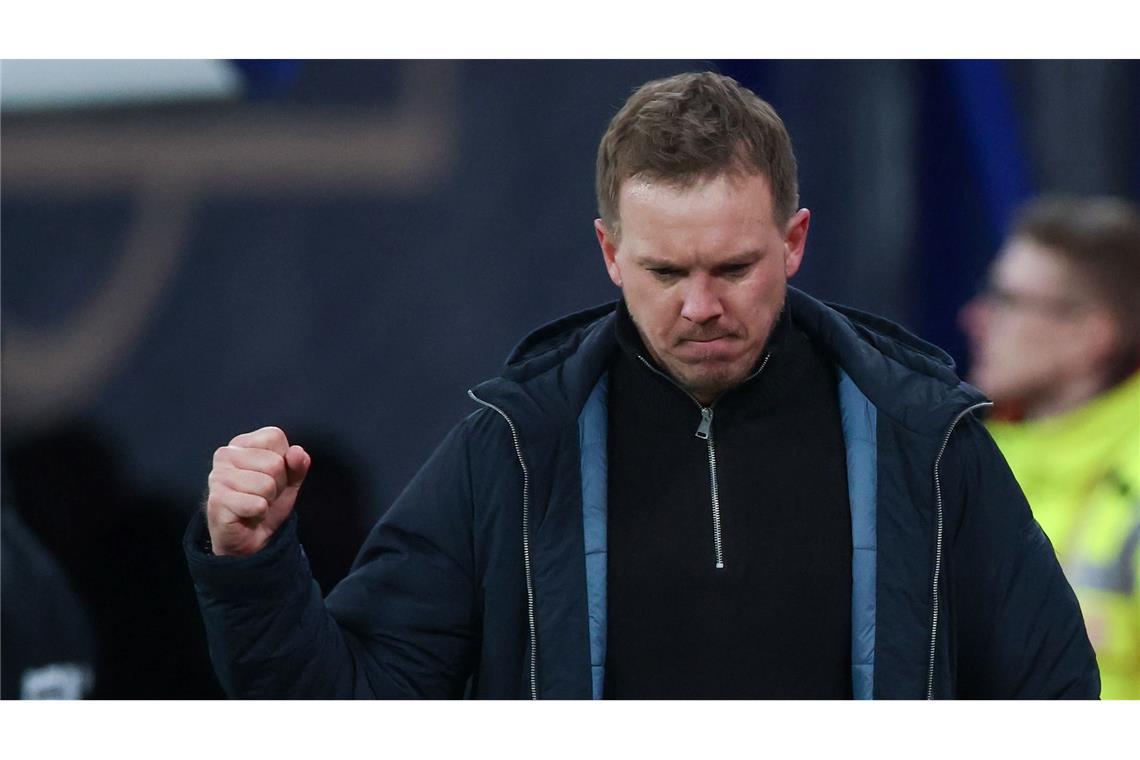 Julian Nagelsmann jubelt über einen Treffer.