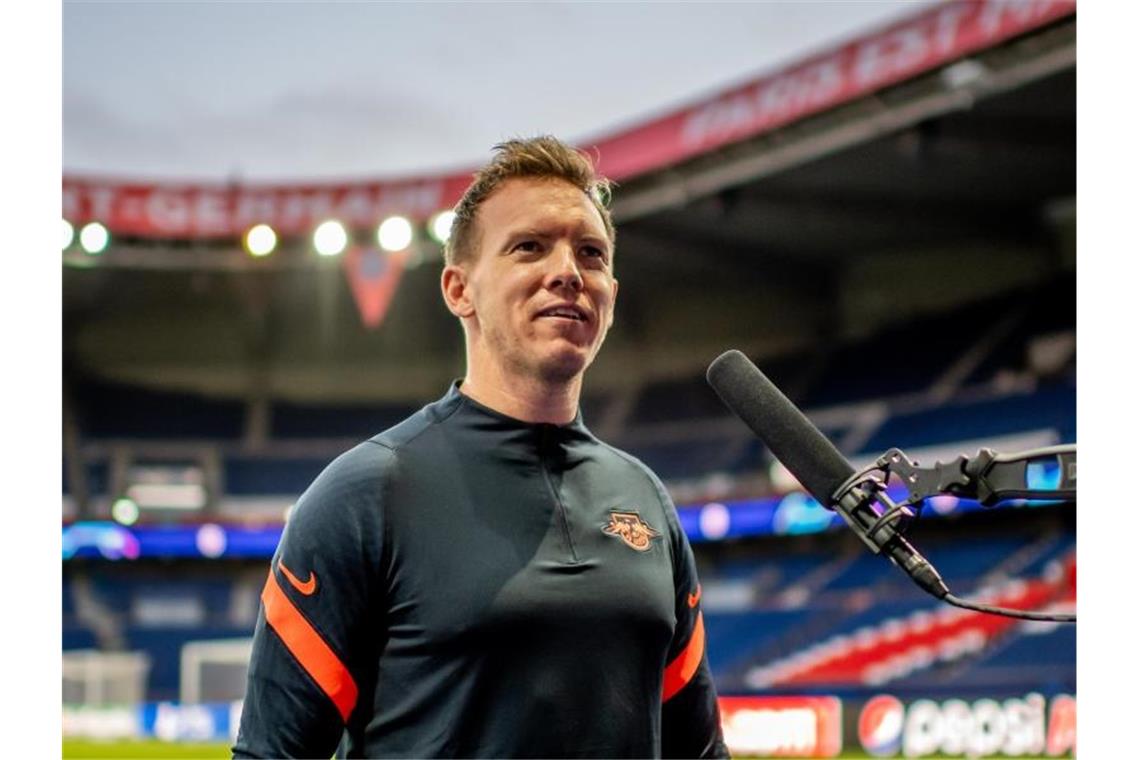 Julian Nagelsmann stellte sein Team offensiv auf. Foto: Motivio/Thomas Eisenhuth/RB Leipzig/dpa