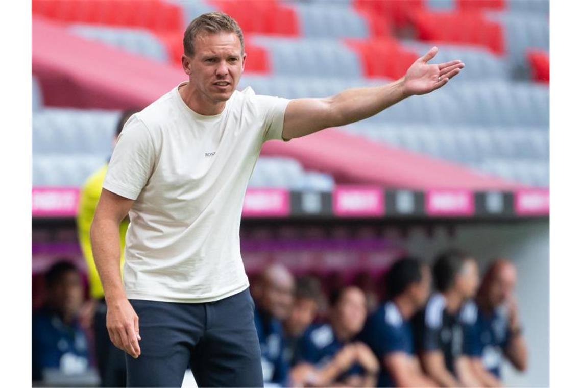 Julian Nagelsmann wartet noch auf seinen ersten Sieg als Coach des FC Bayern München. Foto: Sven Hoppe/dpa