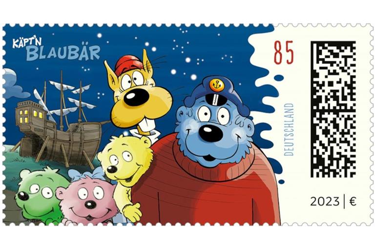 Käpt’n Blaubär gibt es von Donnerstag an auf einer Briefmarke.