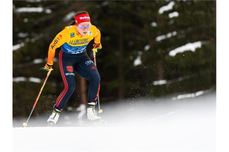 Kam in Val di Fiemme als Dritte ins Ziel: Skilangläuferin Katharina Hennig. Foto: Mathias Bergeld/Bildbyran via ZUMA Press/dpa