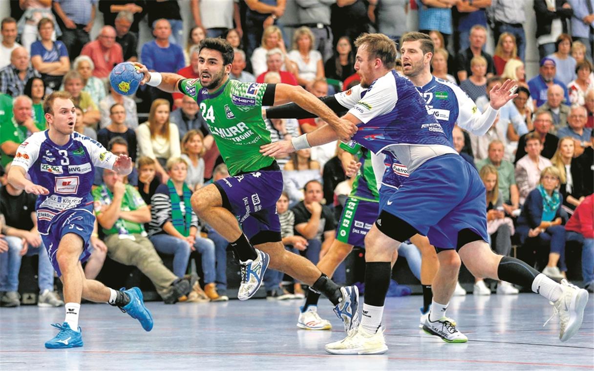 Beim frühen Vier-Tore-Rückstand bleibt’s Kam mit dem HC Oppenweiler/Backnang nach dem frühen Rückstand wieder ran, aber die Wende blieb aus: Tom Kuhnle. Foto: A. Becher