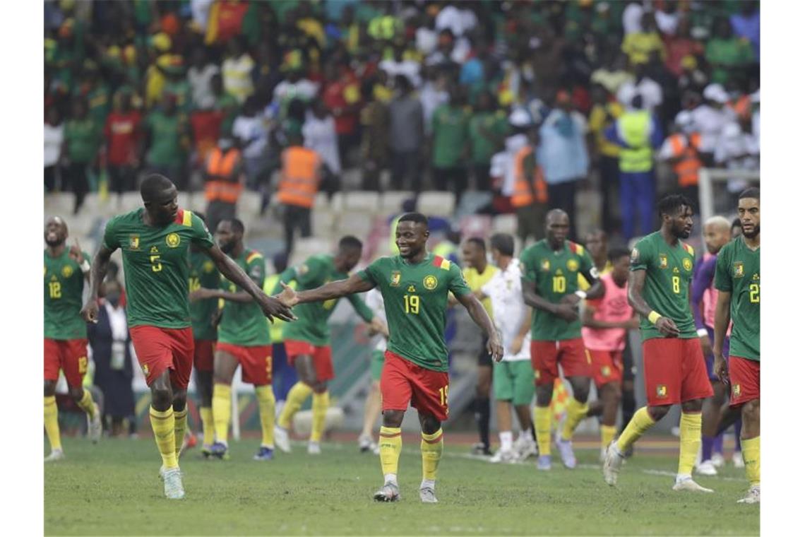 Gastgeber Kamerun im Halbfinale - Koblenzer Gaye raus Kamerun setzte sich im Viertelfinale gegen Gambia durch. Foto: Sunday Alamba/AP/dpa