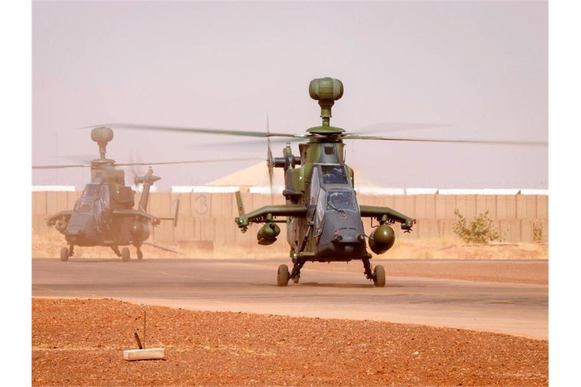 Kampfhubschrauber der Bundeswehr beim Einsatz in Mali. Foto: Marc Tessensohn/Bundeswehr/dpa/Archiv