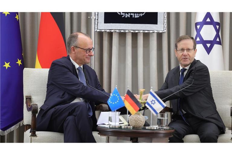 Kanzler Merz traf Israels Staatspräsidenten Isaac Herzog.