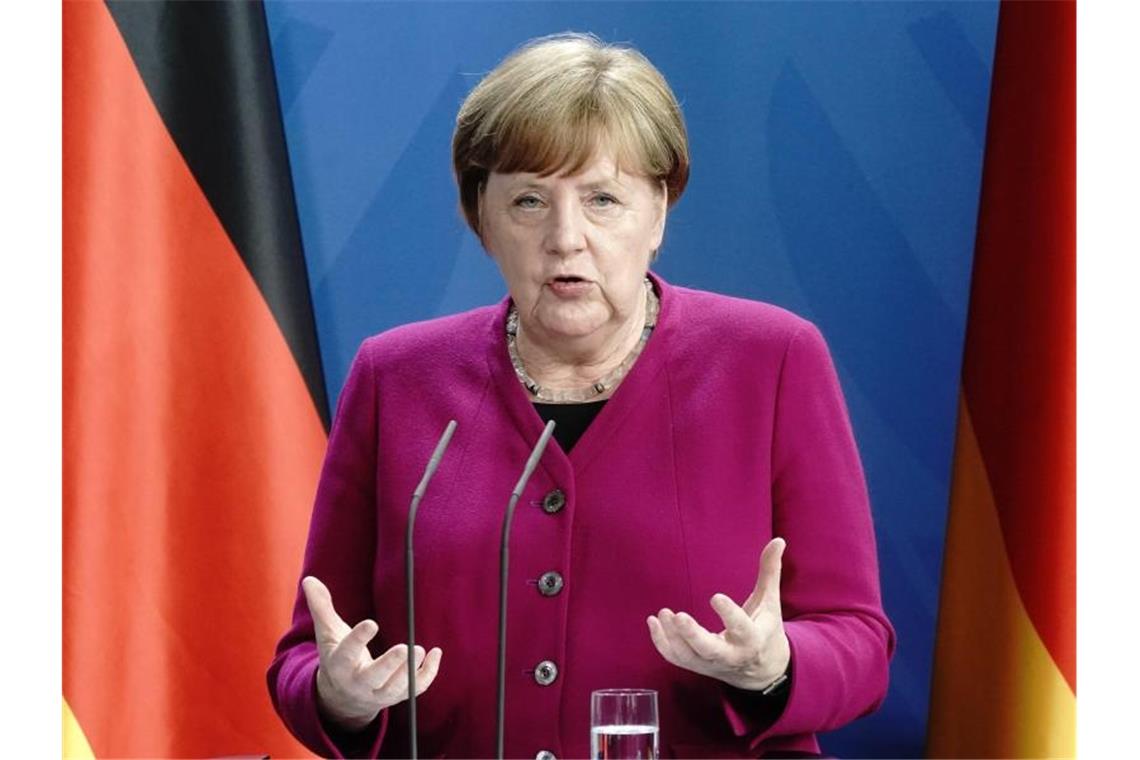 Bund und Länder beenden Corona-Streit Kanzlerin Angela Merkel (CDU) trifft sich mit den Ministerpräsidenten. Foto: Kay Nietfeld/dpa-Pool/dpa