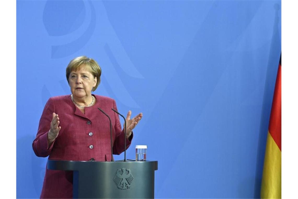 Taliban sagen Ausreisemöglichkeit nach US-Truppenabzug zu Kanzlerin Angela Merkel gibt nach dem virtuellen G7-Gipfel ein Statement ab. Foto: John Macdougall/AFP POOL/dpa