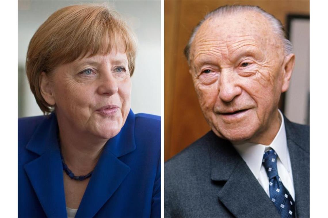 Merkel zieht mit Adenauer gleich Kanzlerin Angela Merkel ist genauso lange im Amt wie einst Konrad Adenauer (r). Foto: Roland Witschel/Kay Nietfeld/dpa