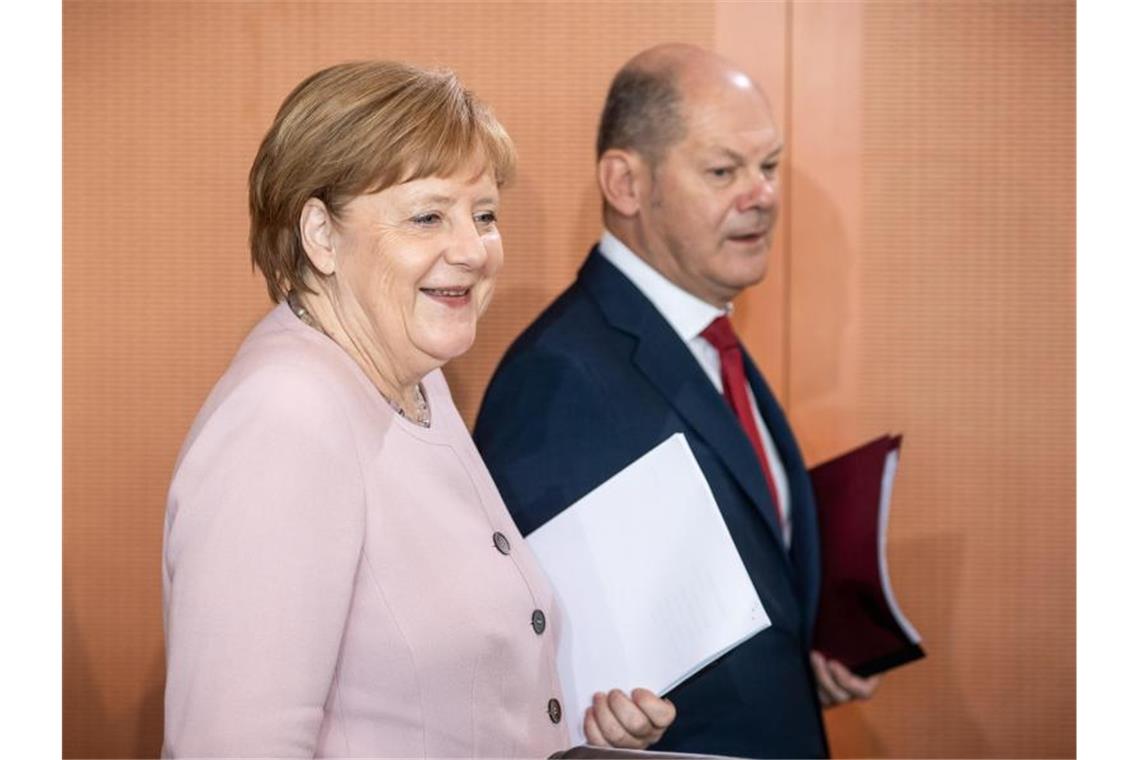 Kanzlerin Angela Merkel und Vizekanzler Olaf Scholz in Berlin. Foto: Michael Kappeler