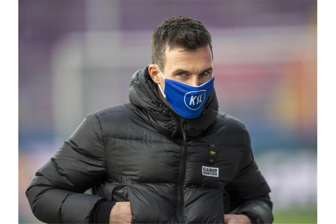 KSC gegen Düsseldorf: Ohne Gondorf zum fünften Serien-Sieg? Karlsruhes Trainer Christian Eichner. Foto: David Inderlied/dpa/Archivbild