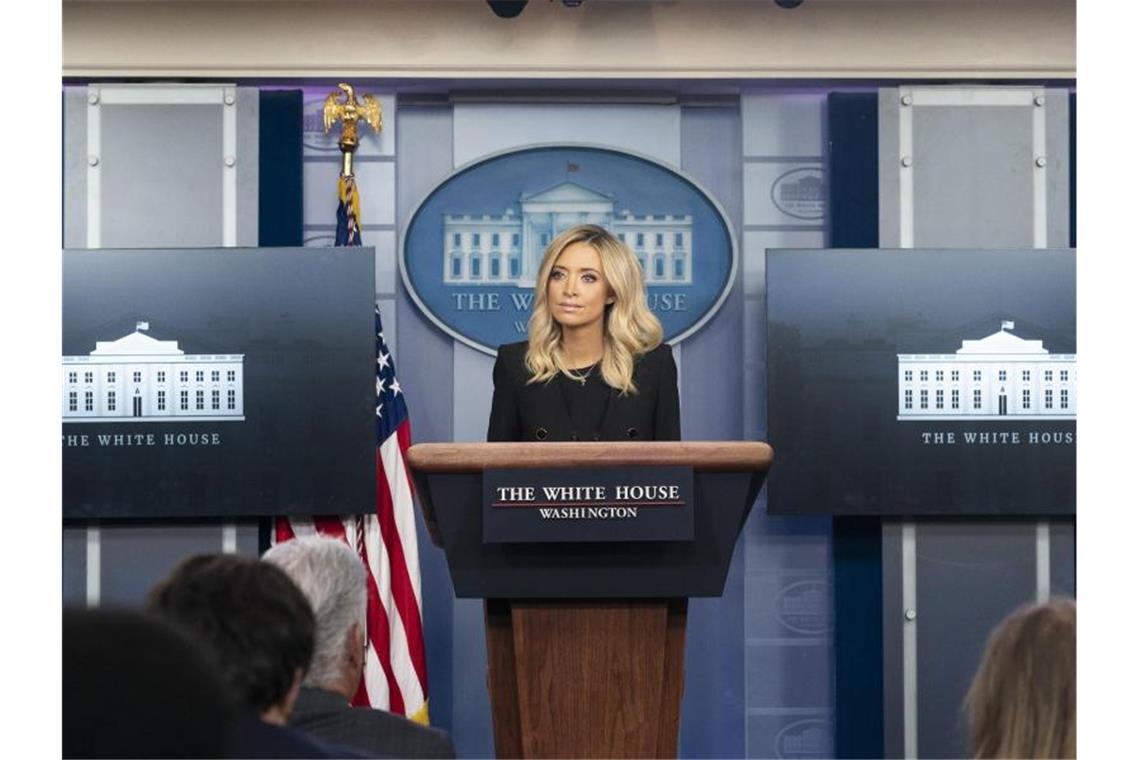 Kayleigh McEnany während einer Pressekonferenz im Weißen Haus. Foto: Joyce N. Boghosian/White House/dpa