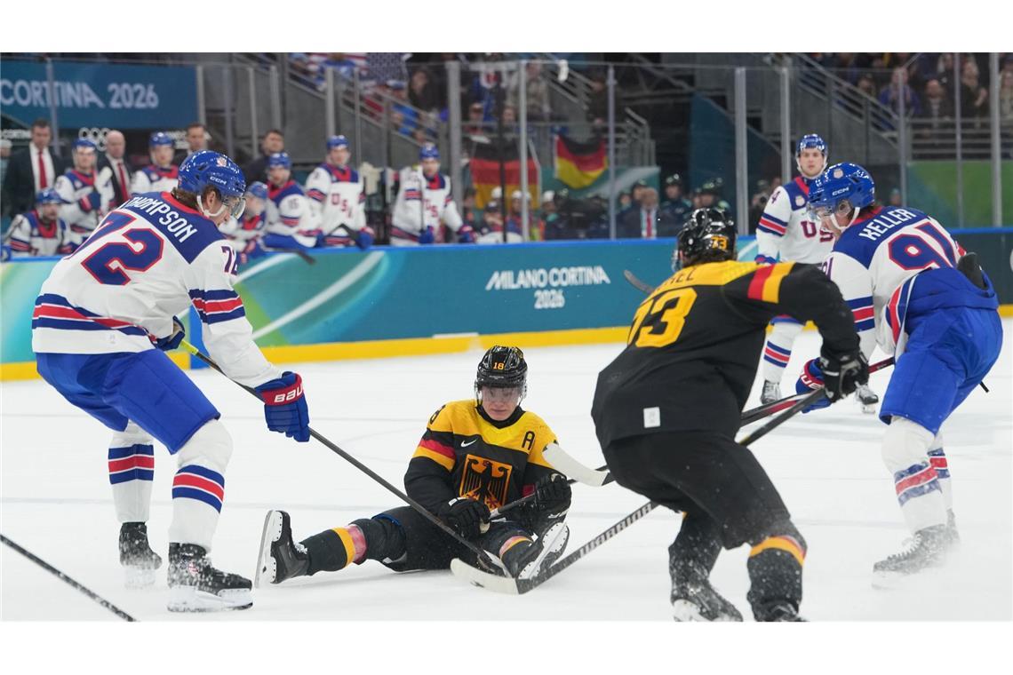 Keine Chance gegen die USA: Das vermeintlich beste deutsche Eishockey-Team jemals funktioniert noch nicht.