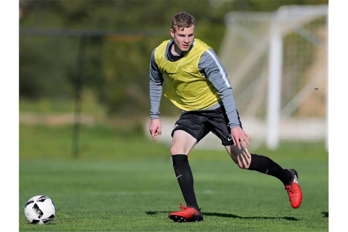 Mehrere Brüche im Gesicht: Saison-Aus für Großaspachs Gipson Ken Gipson von SG Sonnenhof Großaspach beim Training. Foto: Jan Woitas/dpa-Zentralbild/dpa/Archivbild