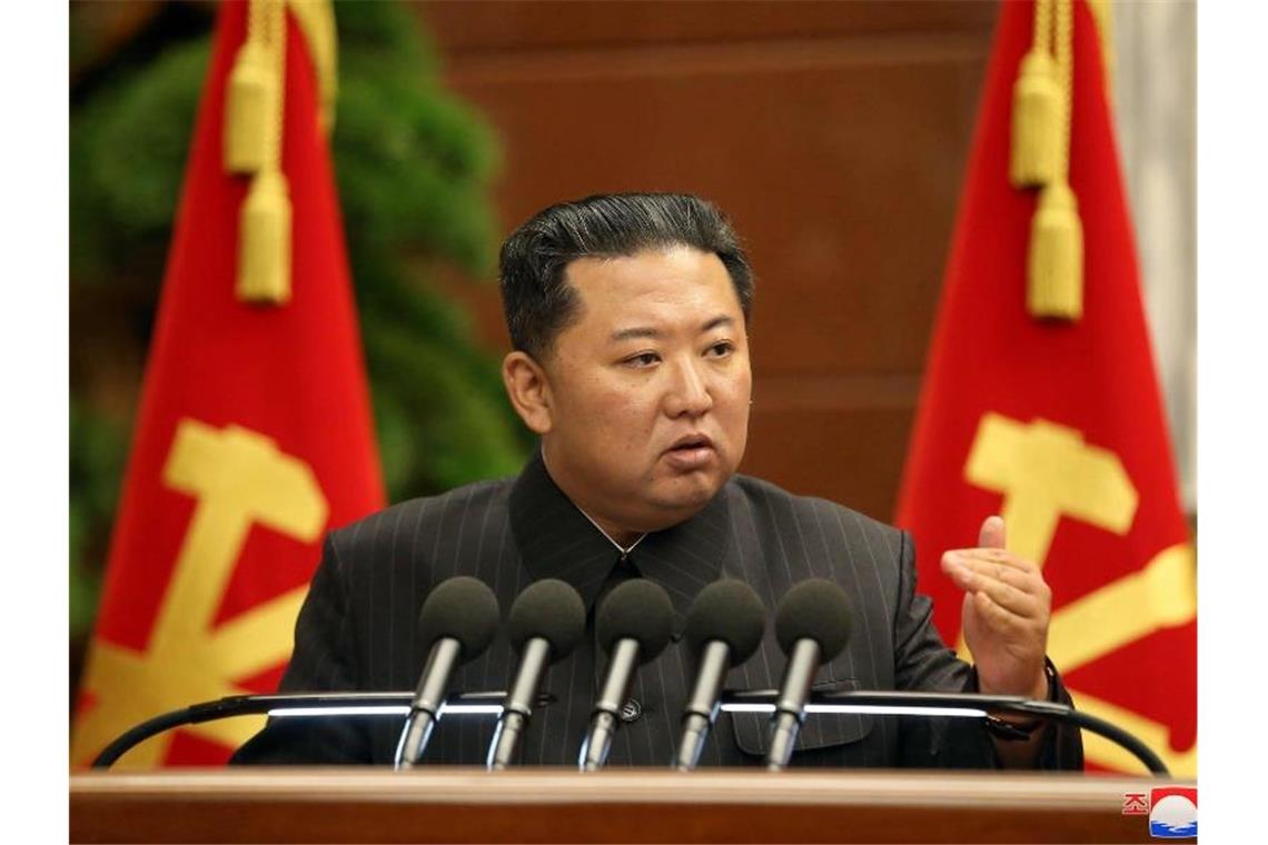 Nordkorea hält nächtliche Militärparade ab Kim Jong Un soll die Parade in Pjöngjang verfolgt haben, wie eine südkoreanische Nachrichtenagentur berichtet. Foto: -/KCNA/dpa
